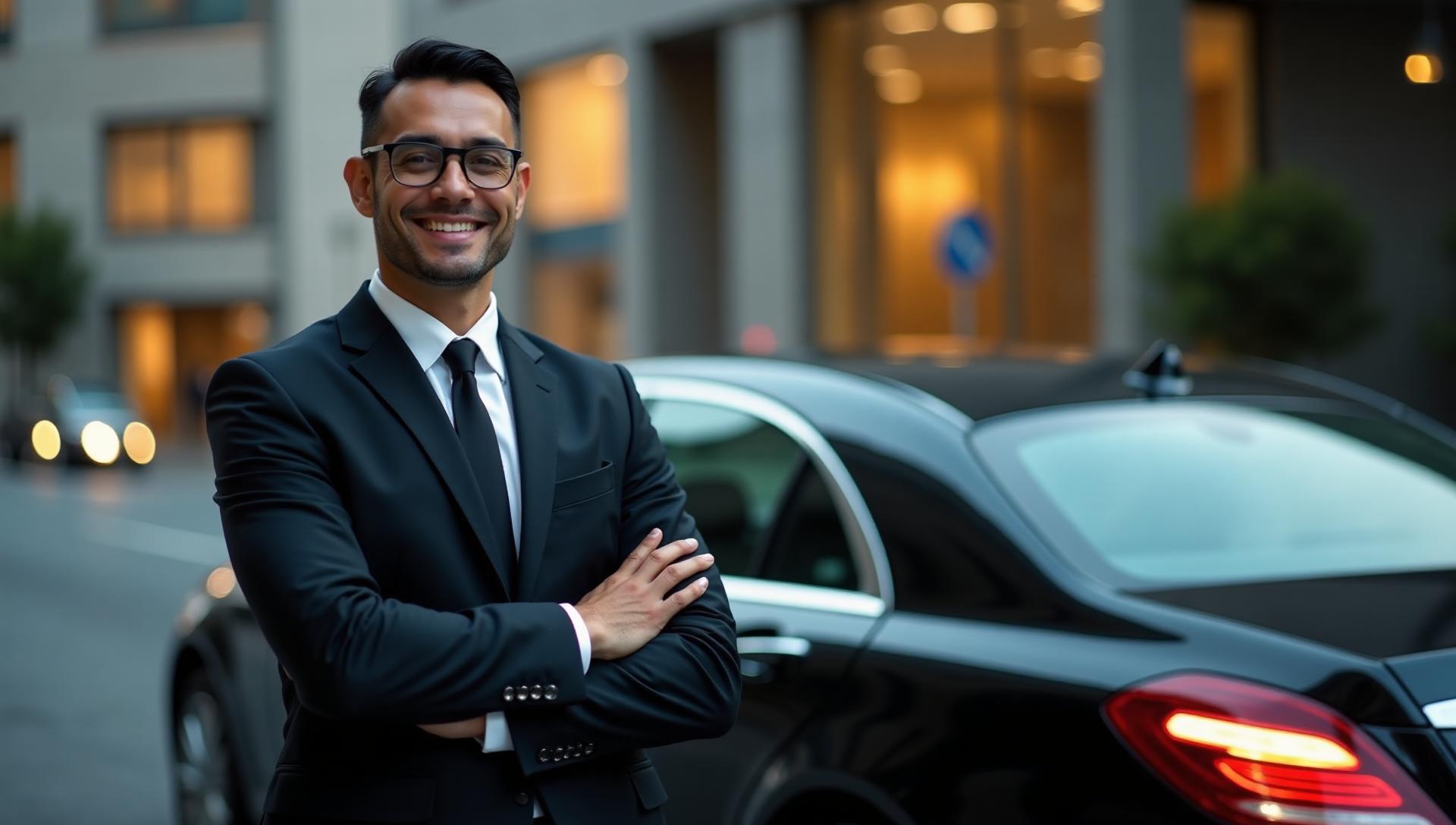 Professional driver with luxury car